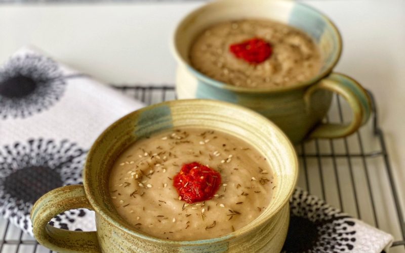 Roasted Cauliflower Parsnip Za'atar Soup Recipe featured by top US food blogger, Food Diary of a City Girl